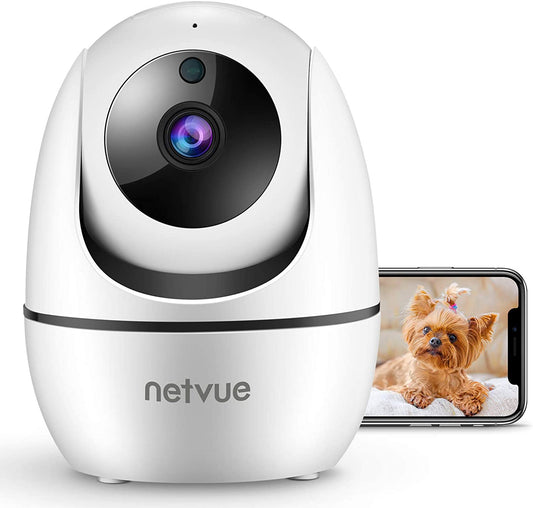 Indoor 1080P Full HD WiFi Security Camera with Two-Way Audio, Night Vision, AI Human Detection, and Cloud Storage - Perfect for Monitoring Pets and Infants, White