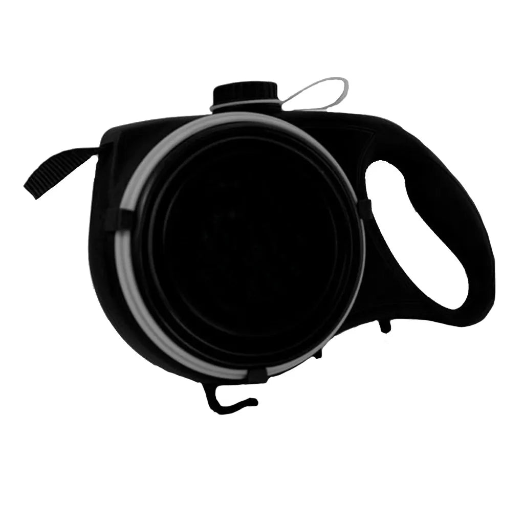4-in-1 Retractable Nylon Dog Leash with Integrated Water Bottle and Bowl for Active Pet Walking and Running