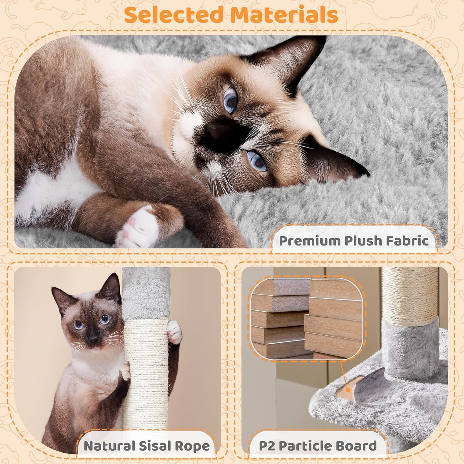 Multi-Level Rotatable Cat Tree - 53.5-Inch Indoor Tower for Kittens and Large Cats with Scratching Posts and Climbing Features, Light Gray