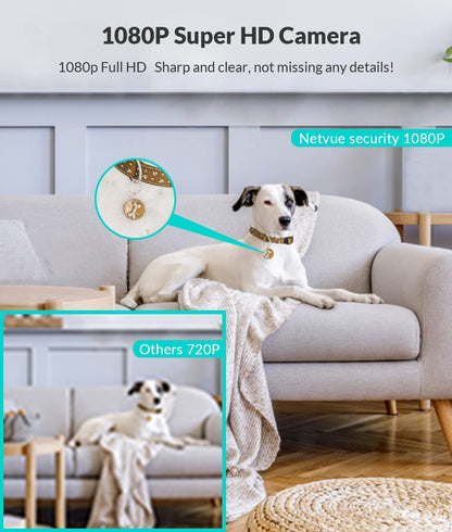 Indoor 1080P Full HD WiFi Security Camera with Two-Way Audio, Night Vision, AI Human Detection, and Cloud Storage - Perfect for Monitoring Pets and Infants, White